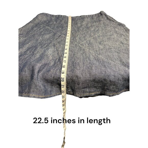 Cabi Womens Linen A-Line Denim Skirt Size 8 Blue Stitching Detail - Picture 6 of 6